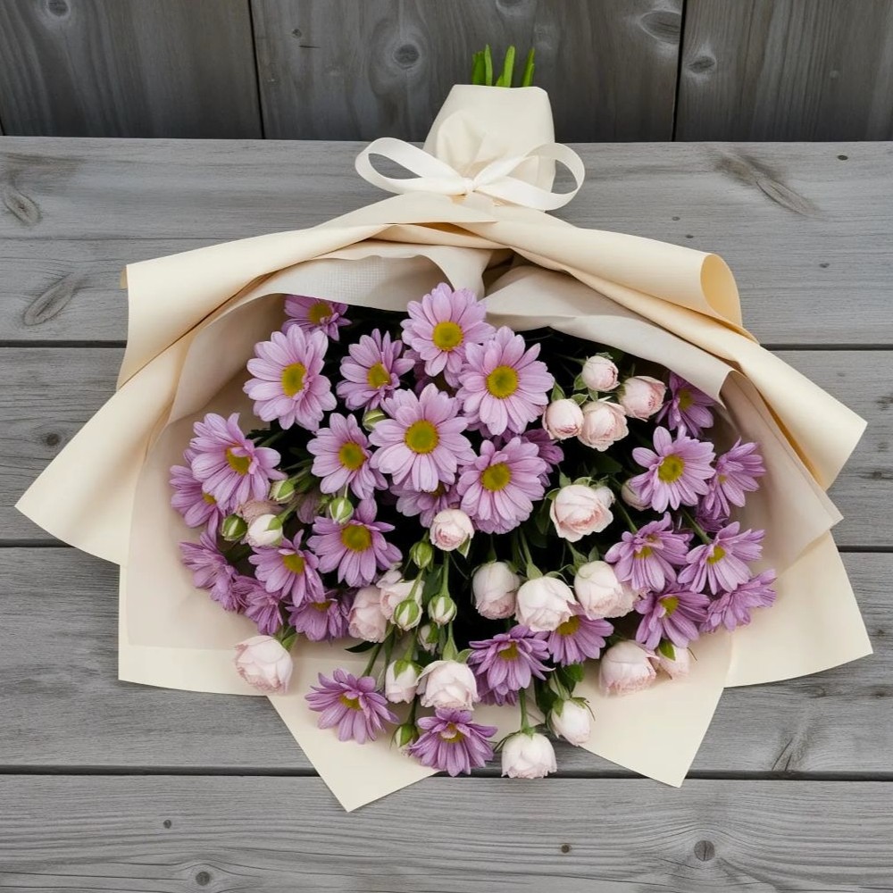 Букет цветов из: Розы и Хризантемы в Новой Игирме