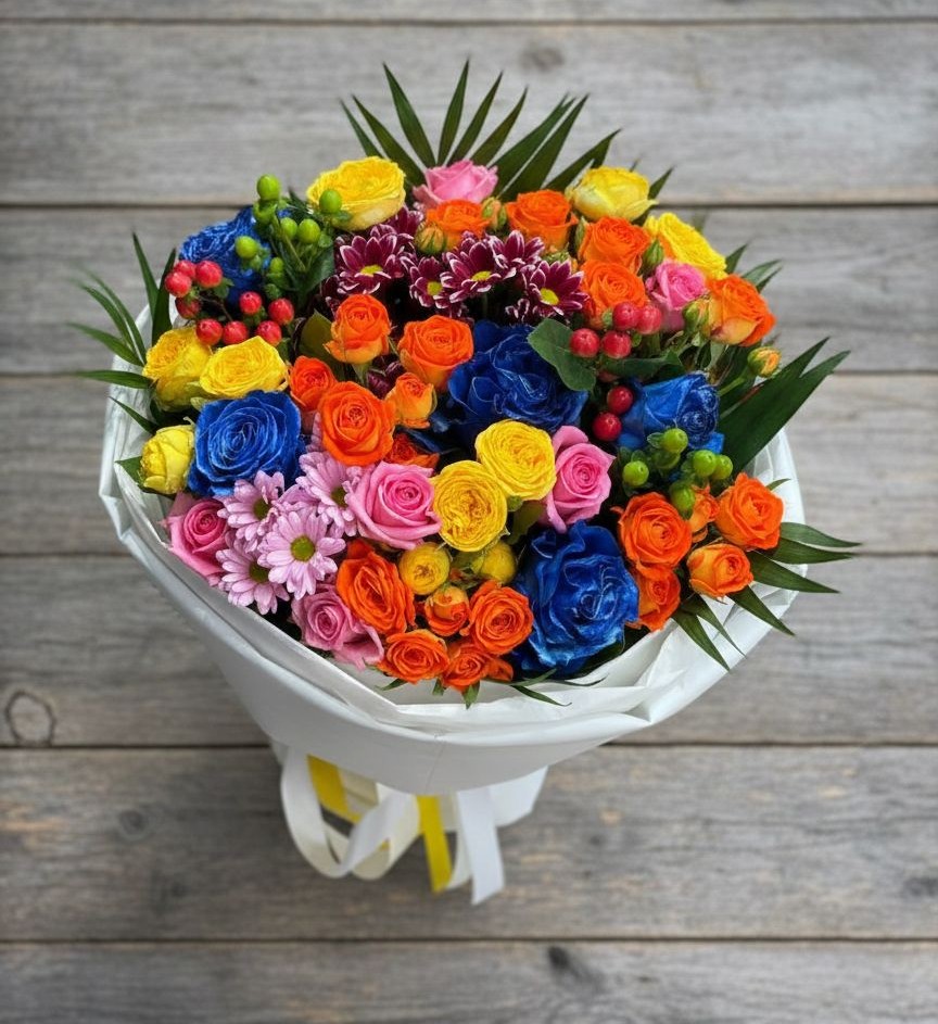 Букет цветов из: Розы и Хризантемы в Новой Игирме