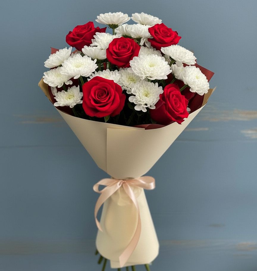 Букет цветов из: Розы и Хризантемы в Новой Игирме