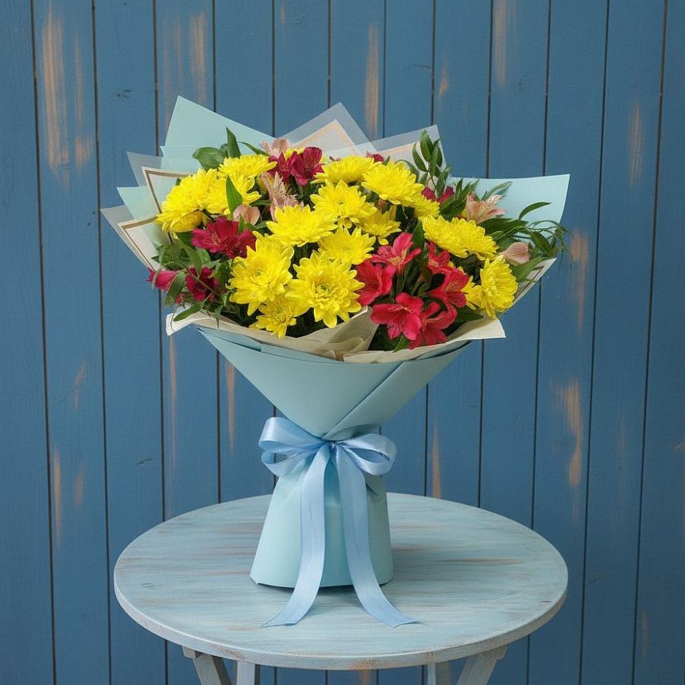 Букет цветов из: Альстромерии и Хризантемы в Новой Игирме
