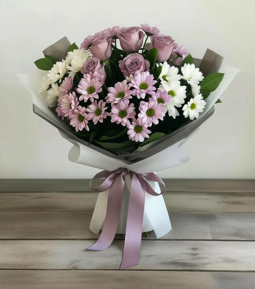 Букет цветов из: Хризантемы и Розы в Новой Игирме