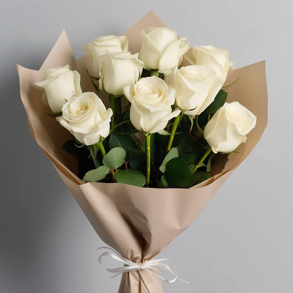 Букет 9 Белых роз Эдлесс Лав в Новой Игирме