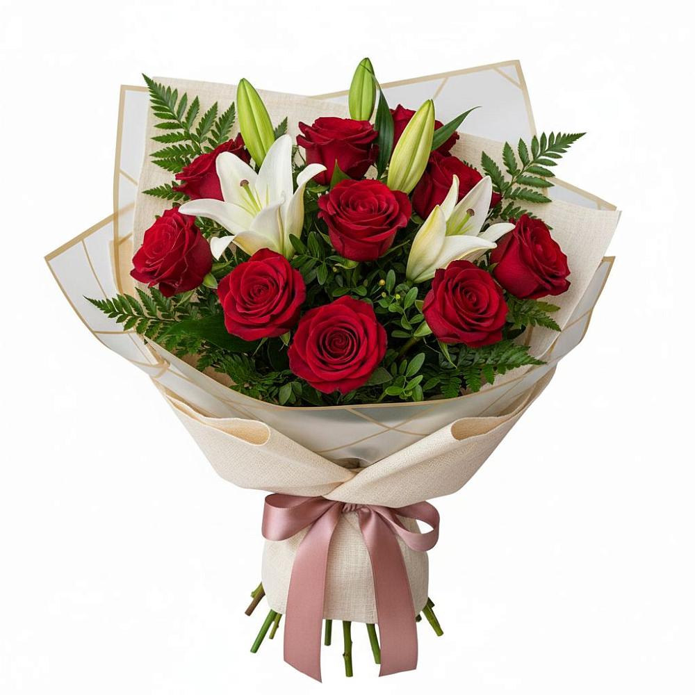 Букет цветов из: Лилии и Розы в Новой Игирме