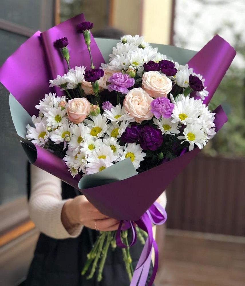 Букет цветов из: Хризантемы, Гвоздики и Розы в Новой Игирме