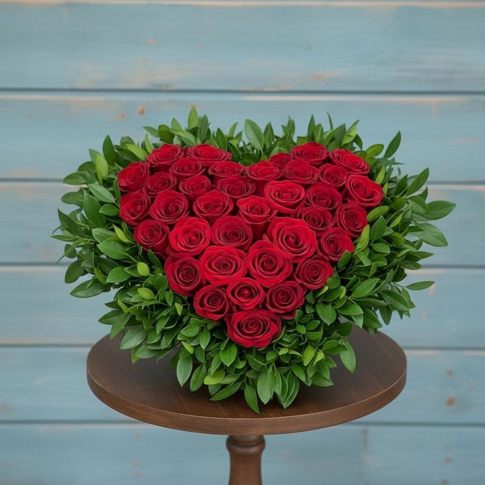 Цветочная композиция из Розы в виде сердца в Новой Игирме