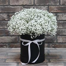 Цветочная композиция из Гипсофила в шляпной коробке в Новой Игирме